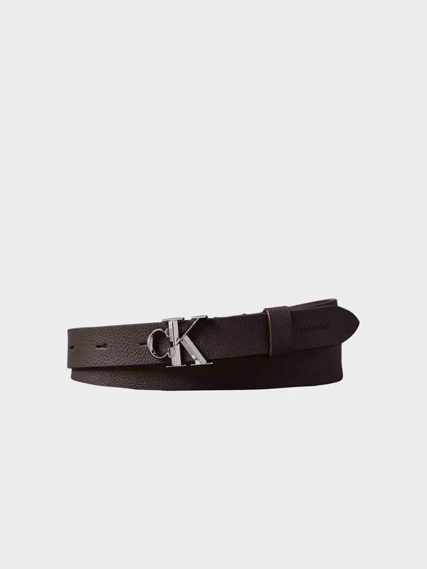 Calvin Klein Jeans - Women's Belt Facet Ck Buckle Pebble 25mm Brown/Silver / 95
