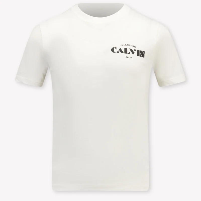 Calvin Klein Kinder Jongens T-Shirt In Off White 16 Jaar