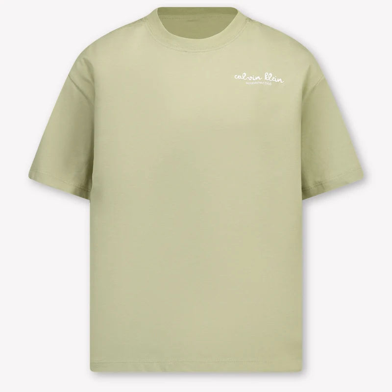 Calvin Klein Kinder Jongens T-Shirt In Olijf Groen 10 Jaar