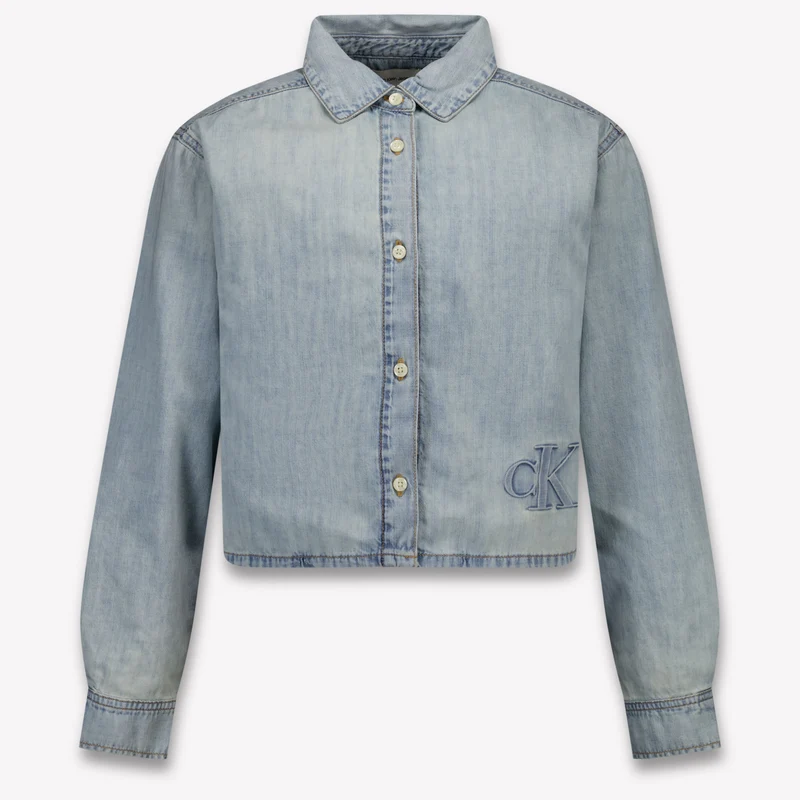 Calvin Klein Kinder Meisjes Blouse In Jeans 4 Jaar