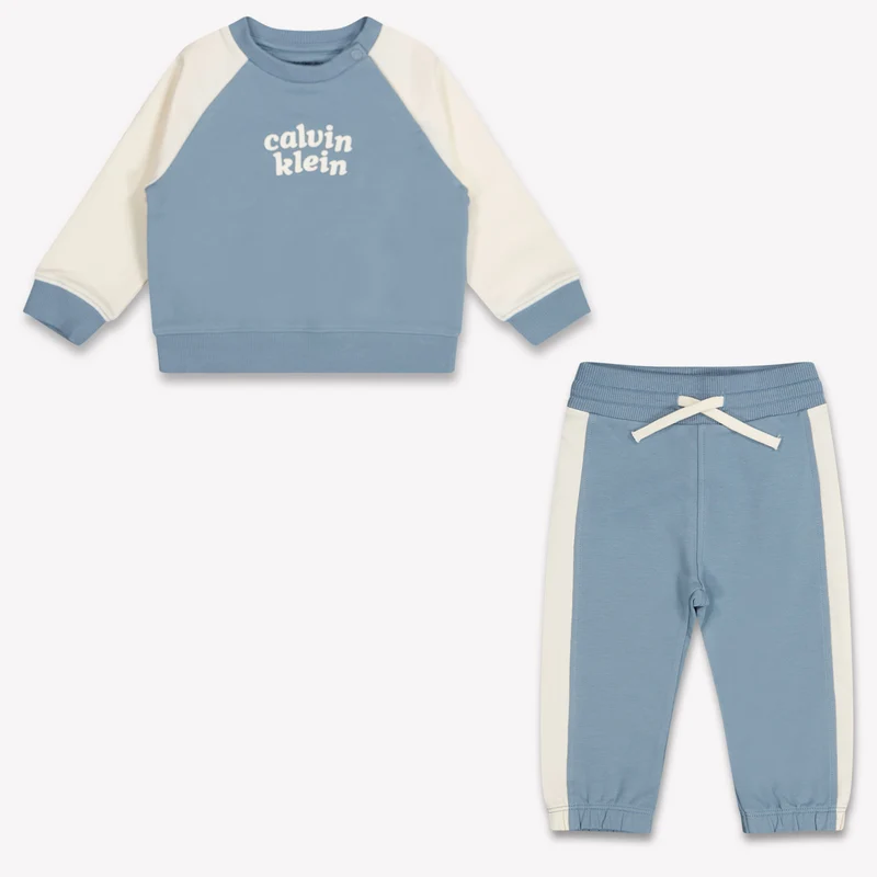 Calvin Klein Baby Unisex Joggingpak In Licht Blauw 92 - 24 Maanden