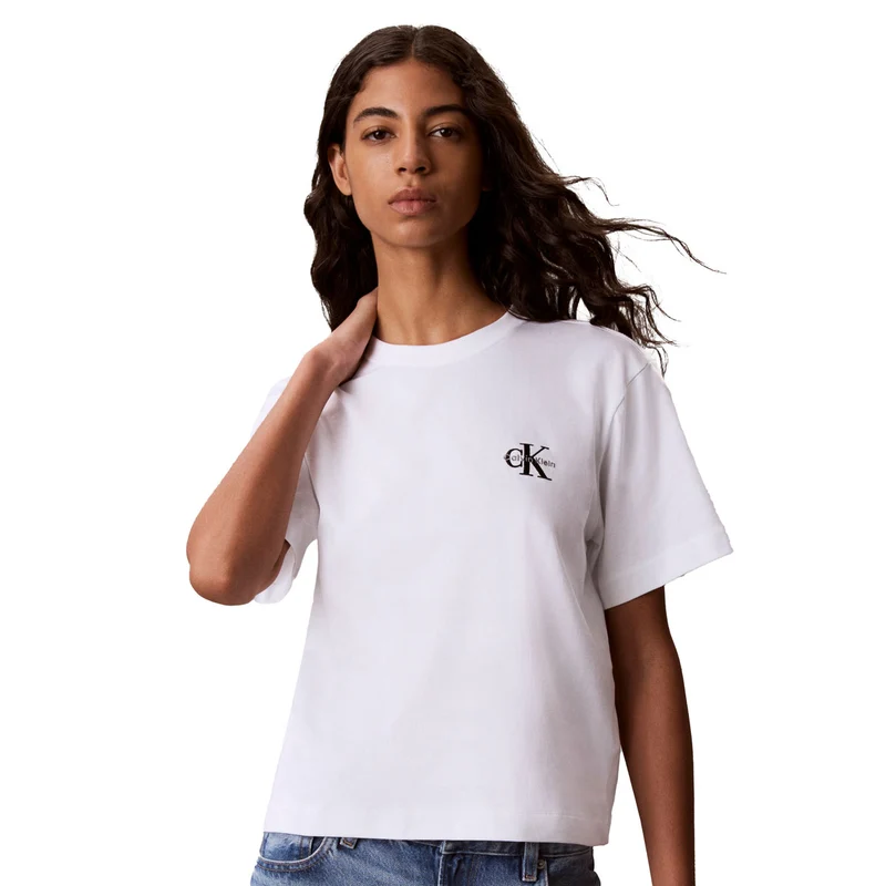 T-Shirt Donna Calvin Klein Monologo Bianco M