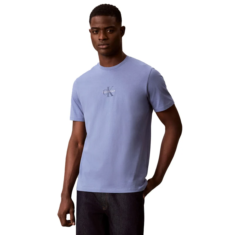 T-Shirt Uomo Calvin Klein Micro Monologo Azzurro XL
