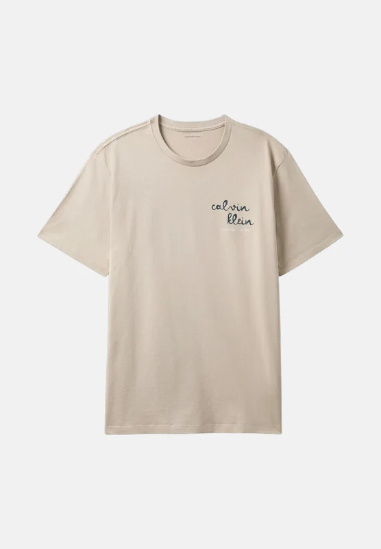 CALVIN KLEIN JEANS T-shirt TRVL LINES SEASONAL TEE beige da uomo XXL