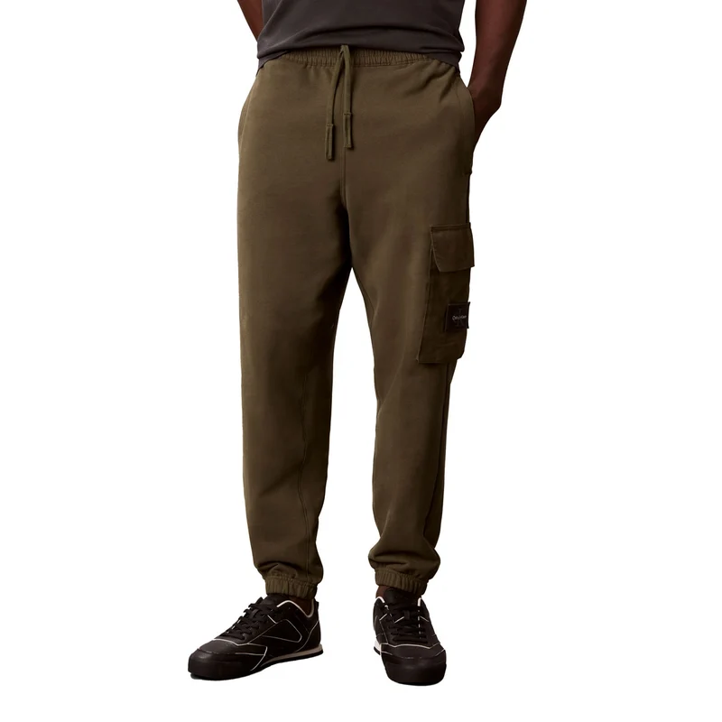 Pantalone Jogger Uomo Calvin Klein French Terry Badge Verde Oliva S