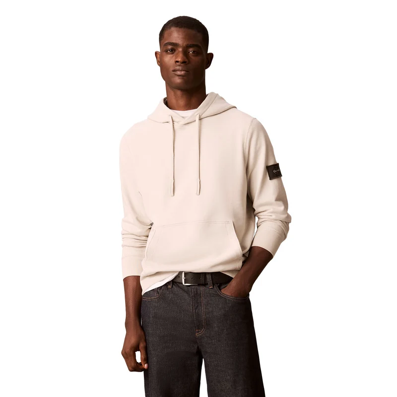 Felpa Uomo Calvin Klein Logo Badge Beige XL