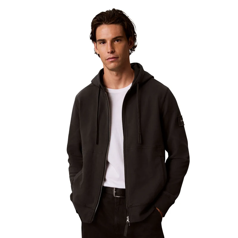 Felpa Uomo Calvin Klein Stemma Zip Nero XL
