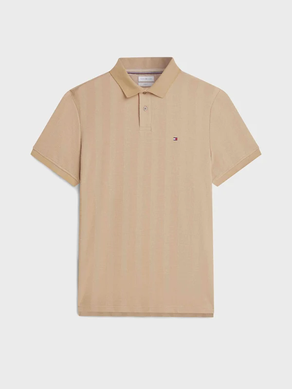 Tommy Hilfiger - Men's Regular Fit Tonal Stripe Polo Shirt Light Khaki / S