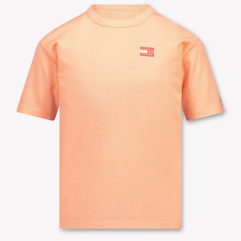 Tommy Hilfiger Kinder Jongens T-Shirt In Fluor Oranje 5 Jaar