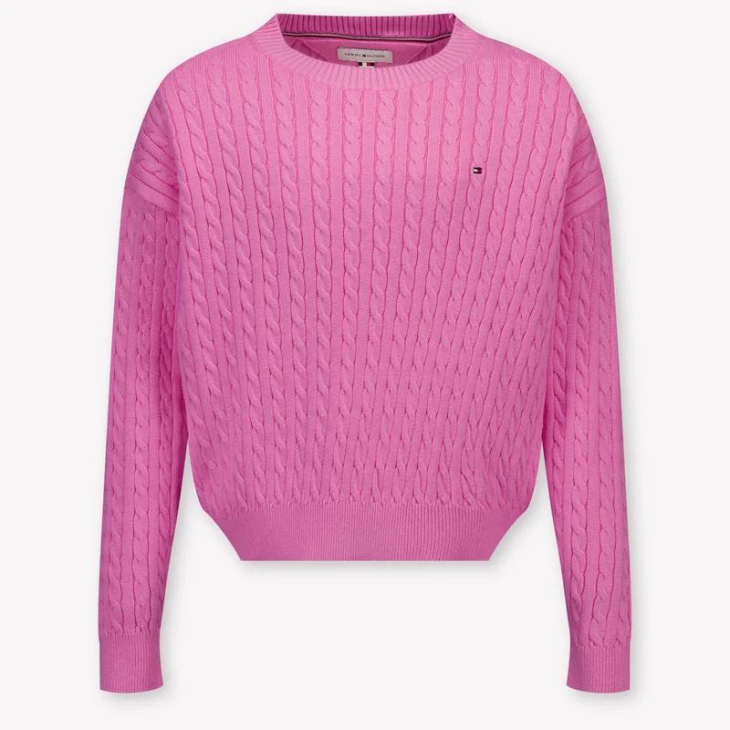 Tommy Hilfiger Kinder Meisjes Trui In Fuchsia 10 Jaar
