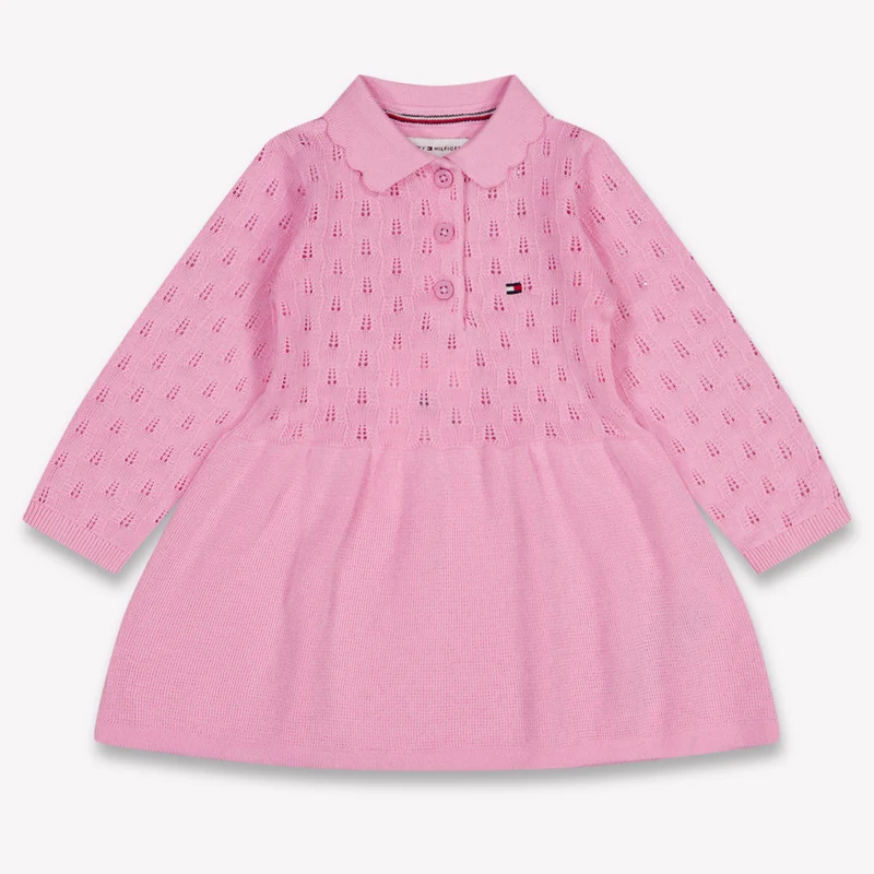 Tommy Hilfiger Baby Meisjes Jurk In Licht Roze 80 - 12 Maanden