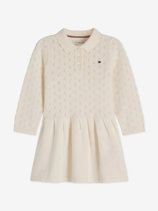 Tommy Hilfiger Baby Girls Pointelle Cable Dress in Ivory Ivory / 12 Mths