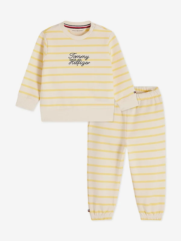Tommy Hilfiger Baby Girls Striped Logo Tracksuit in Yellow Yellow / 12 Mths