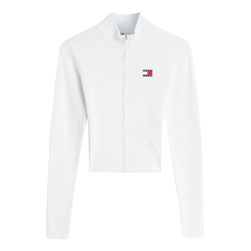 Cardigan Donna Tommy Jeans High Neck Bianco L