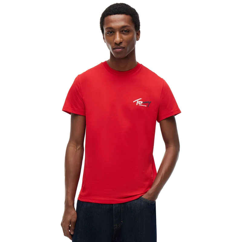 T-Shirt Uomo Tommy Jeans Logo Signature Rosso XXL