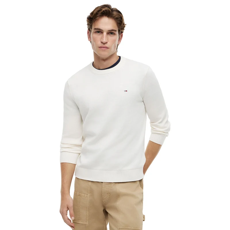 Maglione Uomo Tommy Jeans Light Slim Logo Extended Bianco XL