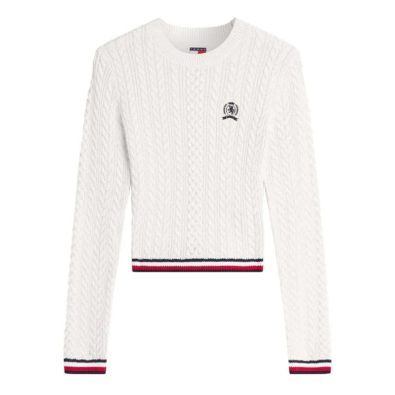Maglioncino Donna Tommy Jeans Rwb Tipping Bianco L