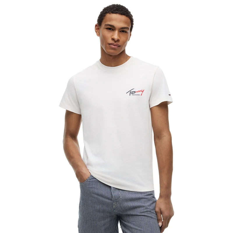 T-Shirt Uomo Tommy Jeans Logo Signature Bianco S