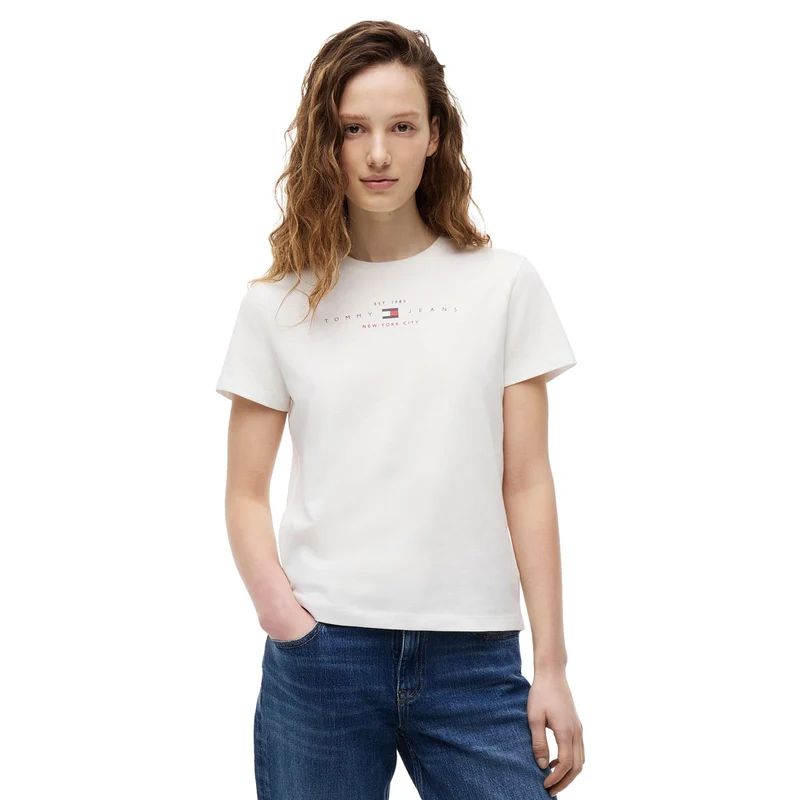 T-Shirt Donna Tommy Jeans Regular Linear Bianco S