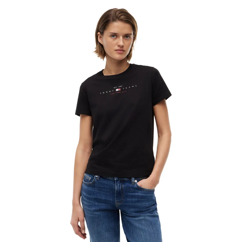 T-Shirt Donna Tommy Jeans Regular Linear Nero L