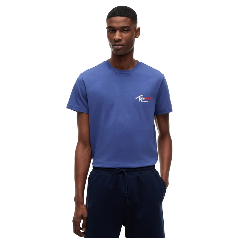 T-Shirt Uomo Tommy Jeans Logo Signature Blu XXL