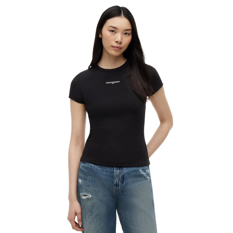 T-Shirt Donna Tommy Jeans Slim Fit Nero XS