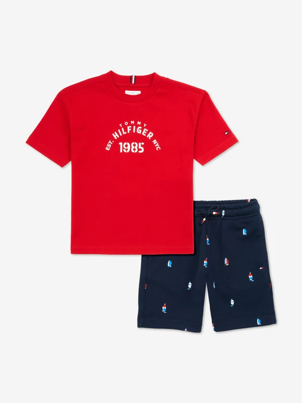 Tommy Hilfiger Boys T-Shirt and Shorts Set in Red Red / 12 Mths