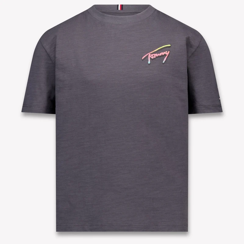 Tommy Hilfiger Kinder Jongens T-Shirt In Antraciet 8 Jaar
