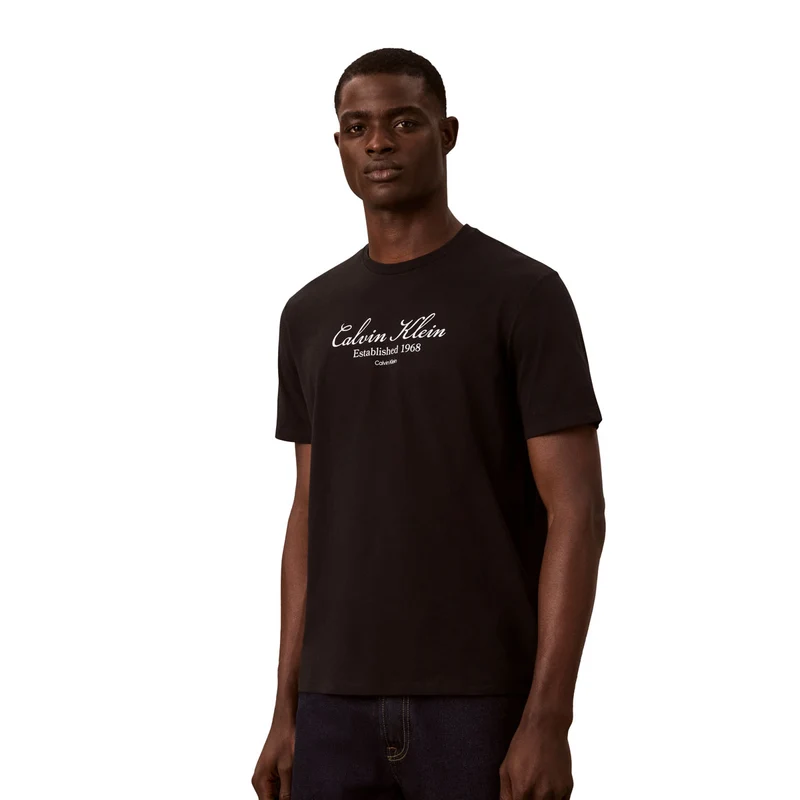 T-Shirt Uomo Calvin Klein 30S Logo Script Graphic Nero XL