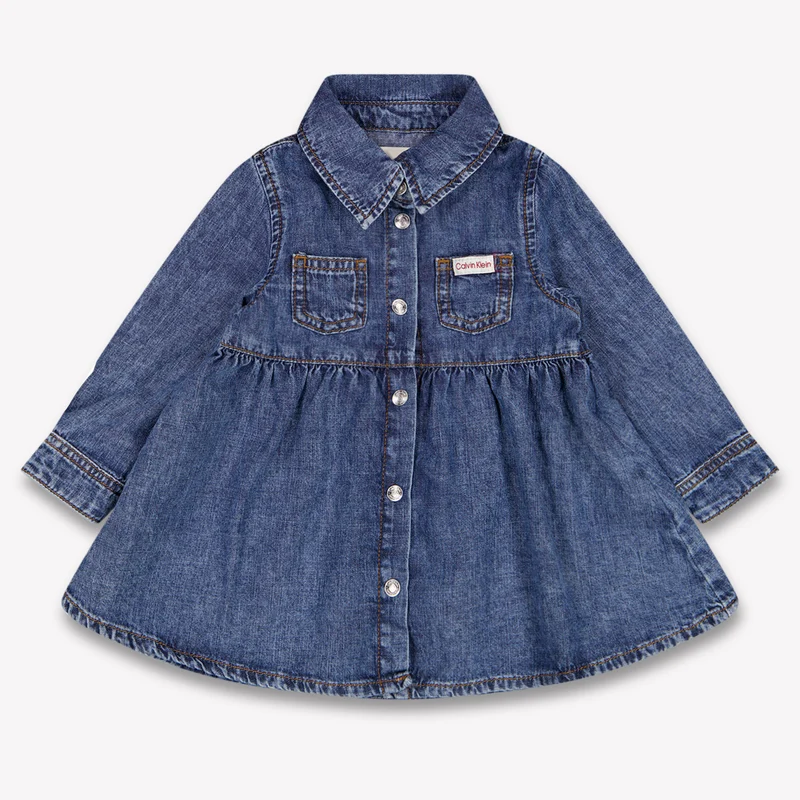 Calvin Klein Baby Meisjes Jurk In Jeans 80 - 12 Maanden