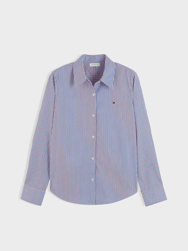 Tommy Hilfiger - Women's Regular Fit Flag Embroidery Poplin Shirt Multi Color / 42