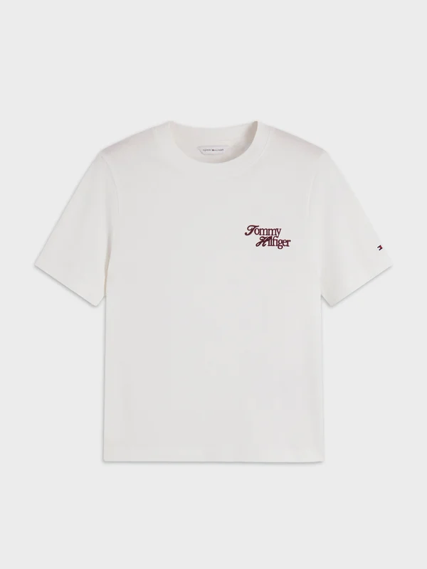 Tommy Hilfiger - Women's Logo Jersey Crew Neck T-Shirt Off White / M