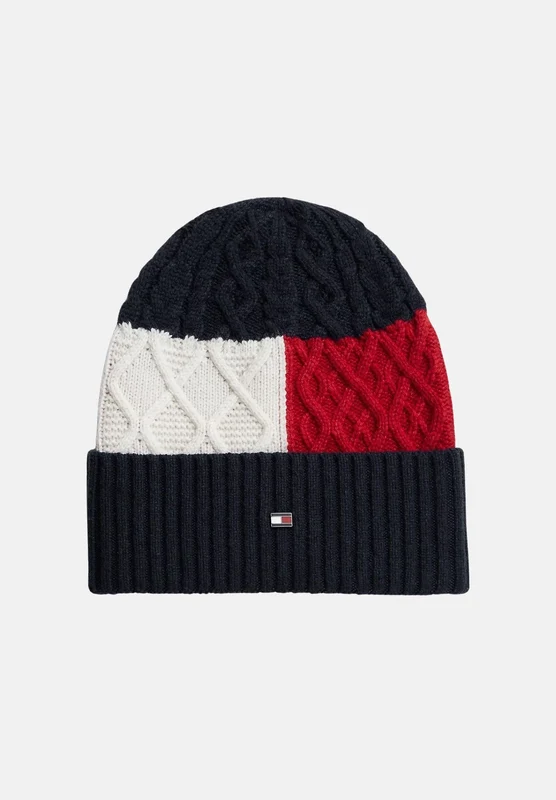 TOMMY HILFIGER Berretto di lana COLOR BLOCK blu, bianco e rosso per uomo e donna UNI