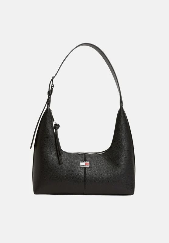 TOMMY JEANS Borsa a spalla nera per donna con silhouette hobo, chiusura in similpelle liscia UNI
