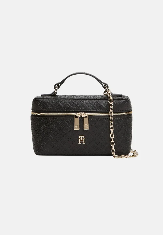 TOMMY HILFIGER Borsa a mano nera da donna con mini logo ed effetto eco-pelle trapuntato UNI