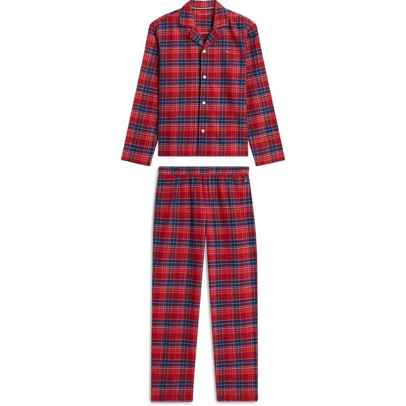 Tommy Hilfiger Check Global Stp Medium Red-Red Flannel Pj Sæt 4 år