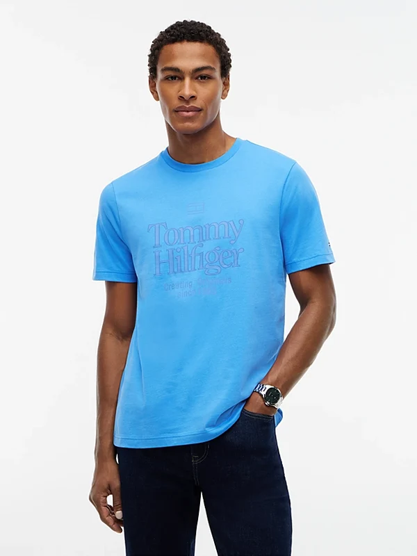 Tommy Hilfiger Mens Tonal Graphic Jersey T-Shirt - Blue Spell Blue Spell / XL
