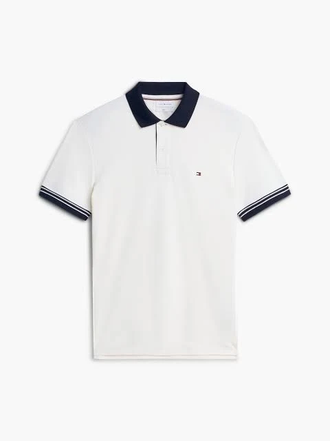 Tommy Hilfiger Mens Regular Fit Interlock Contrast Polo Shirt - Ivory Petal Ivory Petal / XL