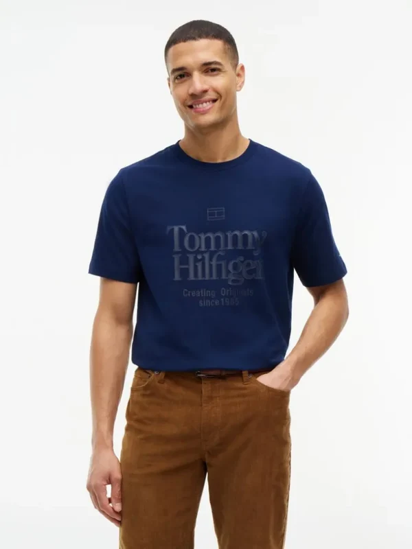 Tommy Hilfiger Mens Tonal Graphic Jersey T-Shirt - Carbon Navy Carbon Navy / L