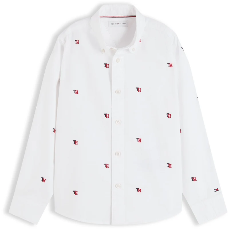 Tommy Hilfiger White-White Oxford Graphic Skjorte 12 år