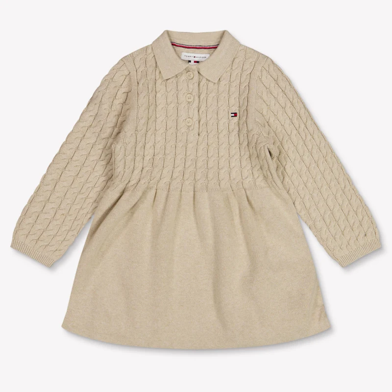 Tommy Hilfiger Baby Meisjes Jurk In Beige 74 - 9 Maanden