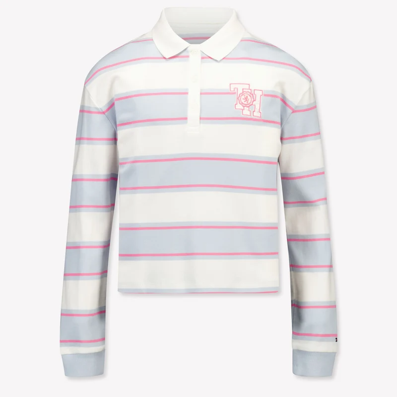 Tommy Hilfiger Kinder Meisjes Polo In Licht Blauw 8 Jaar