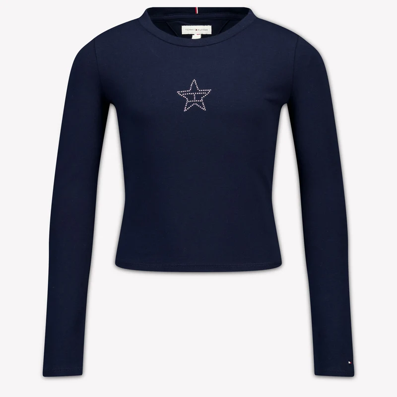 Tommy Hilfiger Kinder Meisjes T-Shirt In Navy 8 Jaar