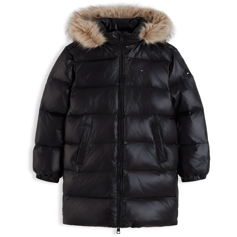 Tommy Hilfiger Black-Black Essential Long Down Jakke 8 år