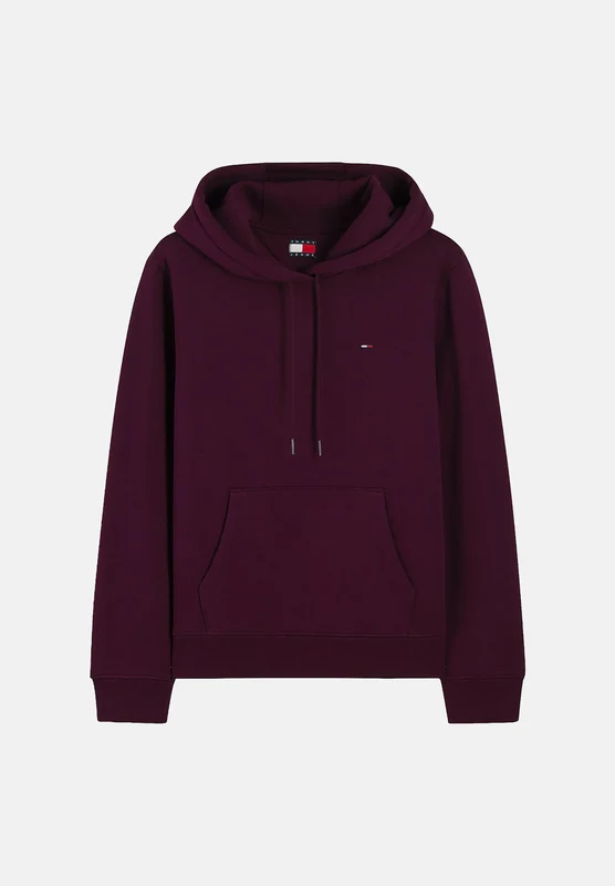 TOMMY JEANS Felpa con cappuccio bordeaux da donna rifinita da logo XS