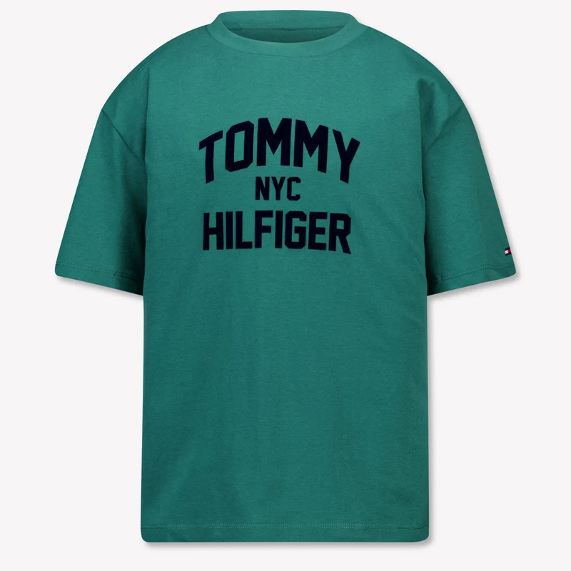 Tommy Hilfiger Kinder Jongens T-Shirt In Donker Groen 12 Jaar