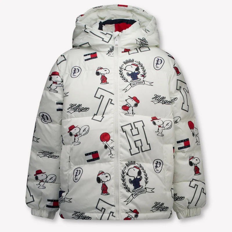 Tommy Hilfiger Kinder Unisex Winterjas In Off White 4 Jaar