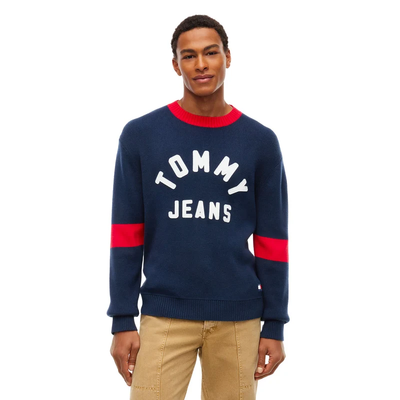 Maglione Uomo Tommy Jeans New Classics Blu Bianco XL