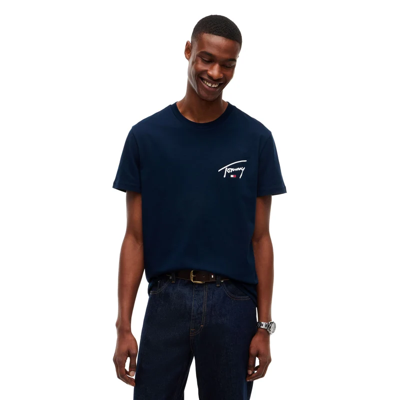 T-Shirt Uomo Tommy Jeans Entry Signature Blu Bianco L
