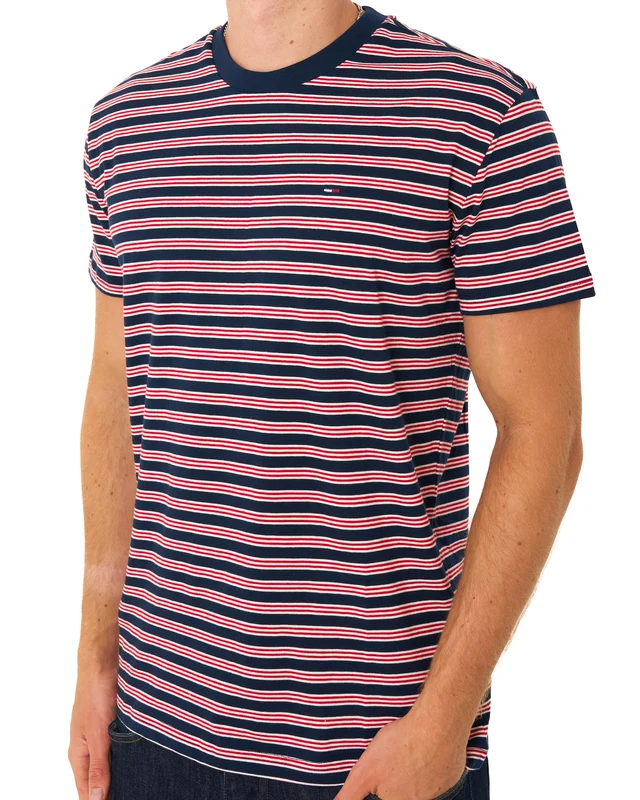 Tommy Jeans Striped T Shirt Scarlet Flare 2XL